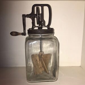 Hazel No. 4249 Vintage Hand-Crank Glass Butter Churn antique